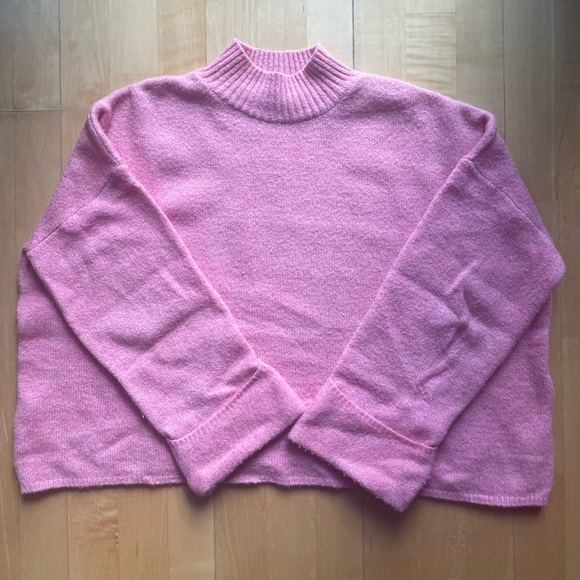 Mango Oversize High Collar Pink Sweater - Picture 4 of 5